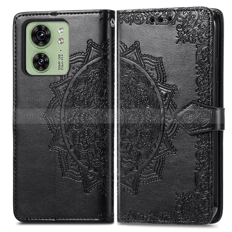 Funda de Cuero Cartera con Soporte Patron de Moda Carcasa para Motorola Moto Edge (2023) 5G Negro