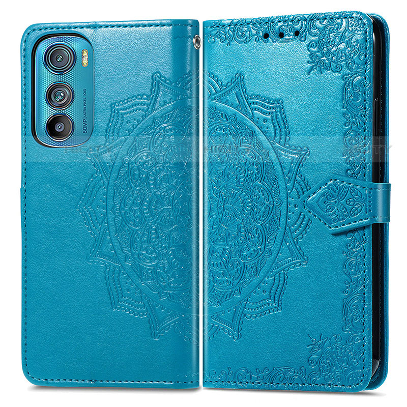 Funda de Cuero Cartera con Soporte Patron de Moda Carcasa para Motorola Moto Edge 30 5G Azul