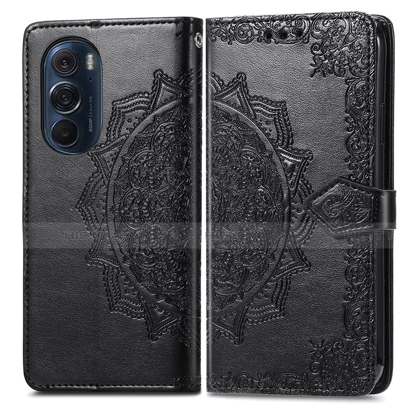 Funda de Cuero Cartera con Soporte Patron de Moda Carcasa para Motorola Moto Edge 30 Pro 5G Negro