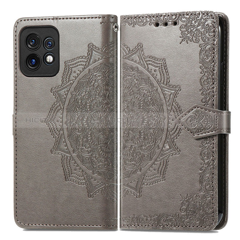 Funda de Cuero Cartera con Soporte Patron de Moda Carcasa para Motorola Moto Edge 40 Pro 5G Gris