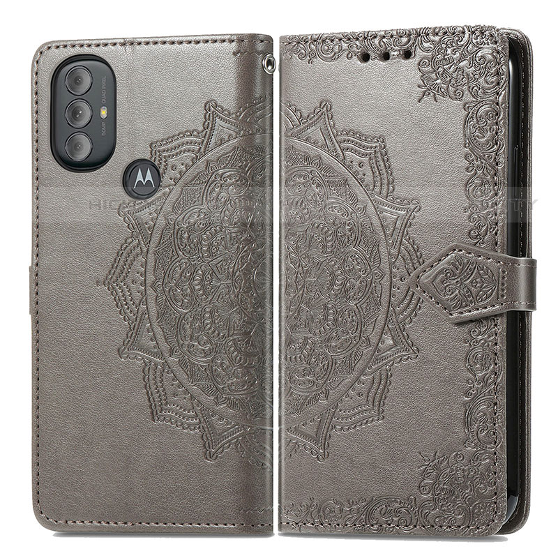 Funda de Cuero Cartera con Soporte Patron de Moda Carcasa para Motorola Moto G Play Gen 2 Gris