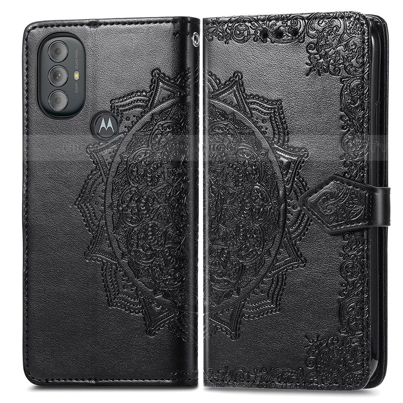 Funda de Cuero Cartera con Soporte Patron de Moda Carcasa para Motorola Moto G Play Gen 2 Negro