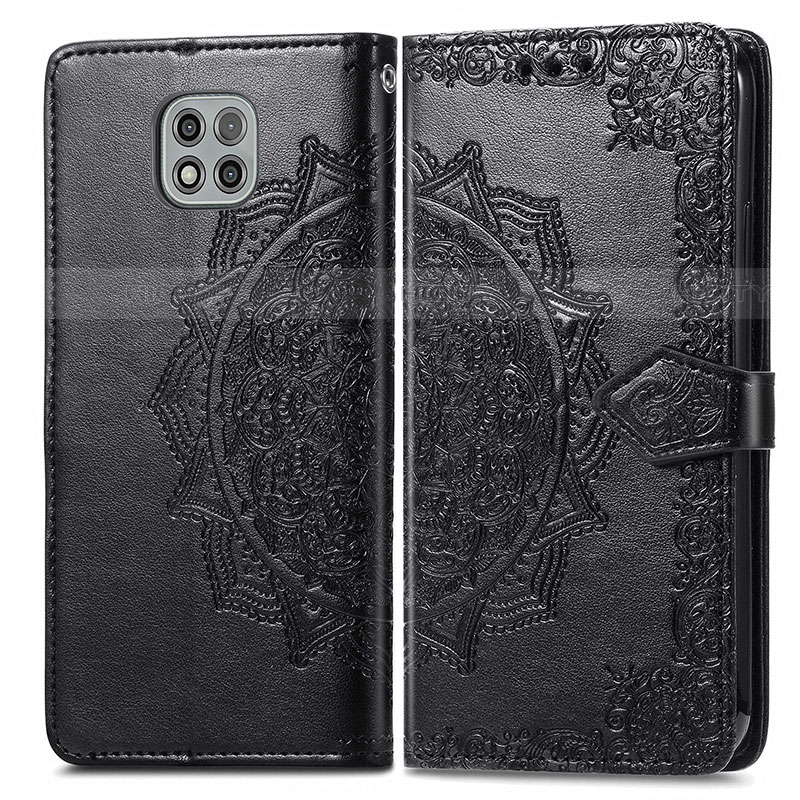 Funda de Cuero Cartera con Soporte Patron de Moda Carcasa para Motorola Moto G Power (2021) Negro