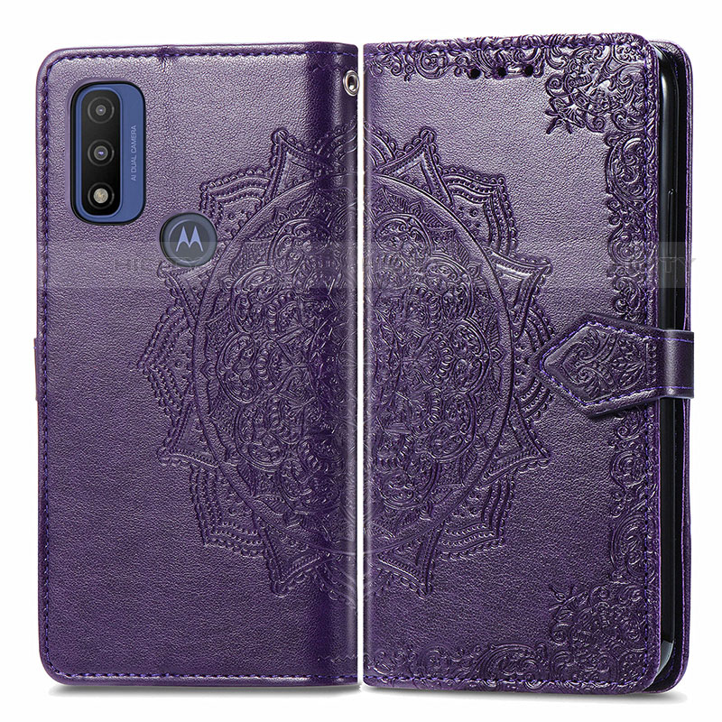 Funda de Cuero Cartera con Soporte Patron de Moda Carcasa para Motorola Moto G Pure Morado