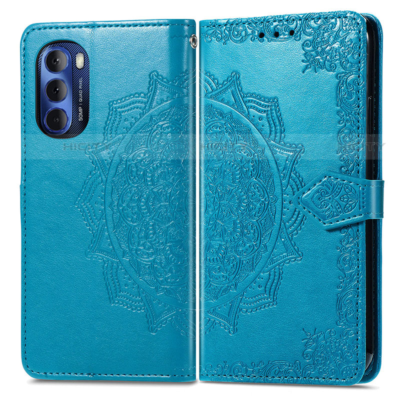 Funda de Cuero Cartera con Soporte Patron de Moda Carcasa para Motorola Moto G Stylus (2022) 4G Azul