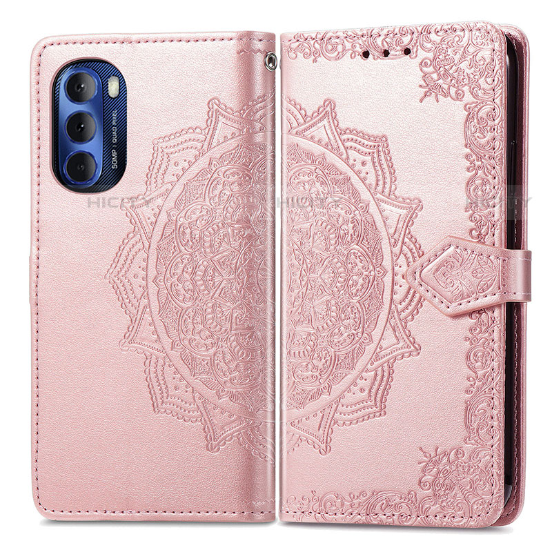 Funda de Cuero Cartera con Soporte Patron de Moda Carcasa para Motorola Moto G Stylus (2022) 4G Oro Rosa