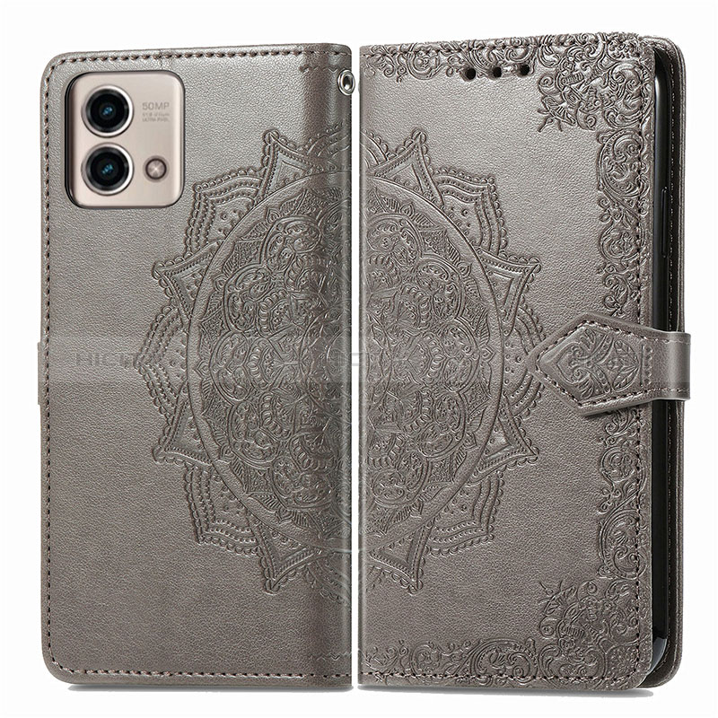 Funda de Cuero Cartera con Soporte Patron de Moda Carcasa para Motorola Moto G Stylus (2023) 4G Gris