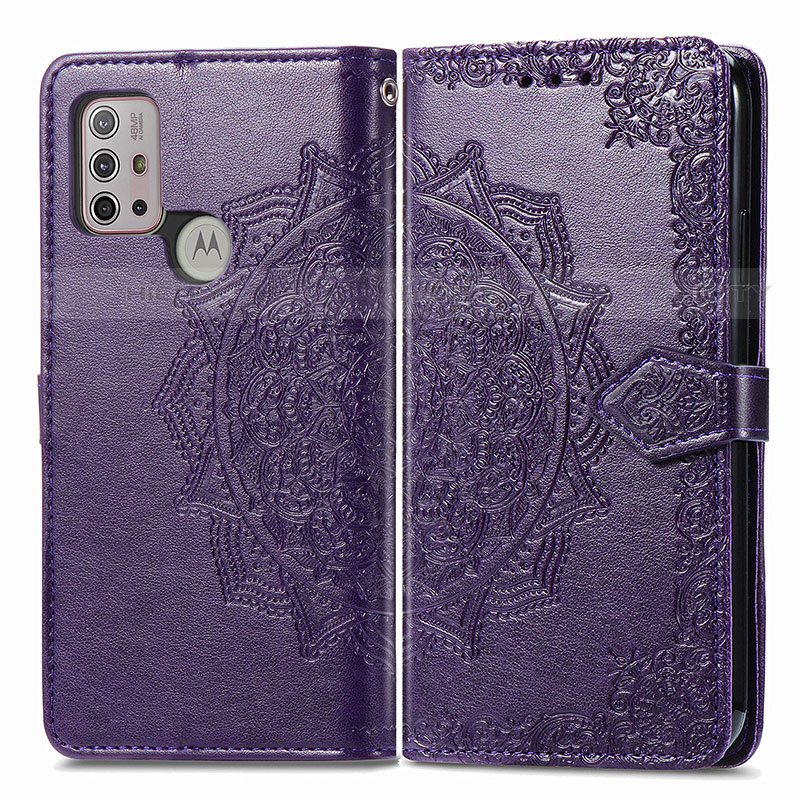 Funda de Cuero Cartera con Soporte Patron de Moda Carcasa para Motorola Moto G10 Morado