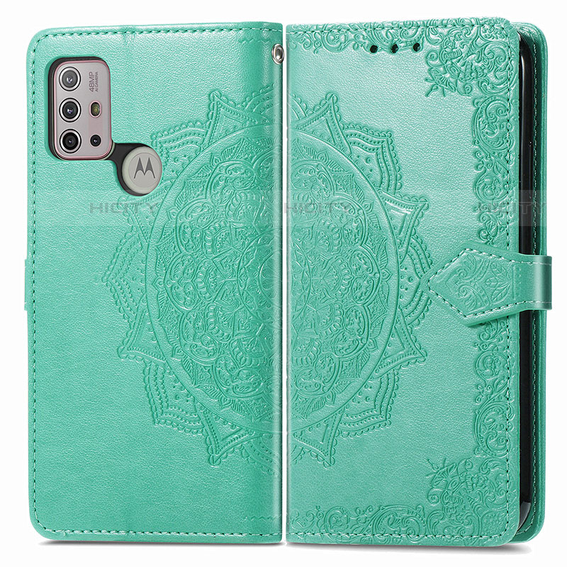 Funda de Cuero Cartera con Soporte Patron de Moda Carcasa para Motorola Moto G10 Verde