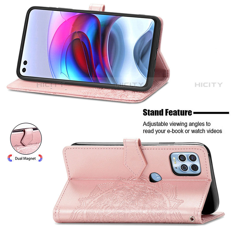 Funda de Cuero Cartera con Soporte Patron de Moda Carcasa para Motorola Moto G100 5G