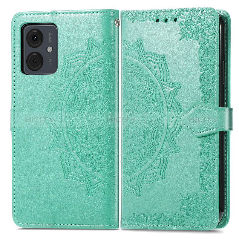 Funda de Cuero Cartera con Soporte Patron de Moda Carcasa para Motorola Moto G14 Verde