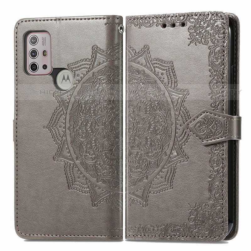 Funda de Cuero Cartera con Soporte Patron de Moda Carcasa para Motorola Moto G30 Gris