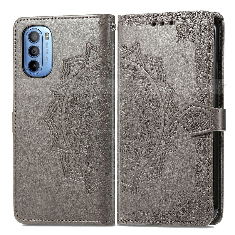 Funda de Cuero Cartera con Soporte Patron de Moda Carcasa para Motorola Moto G31 Gris