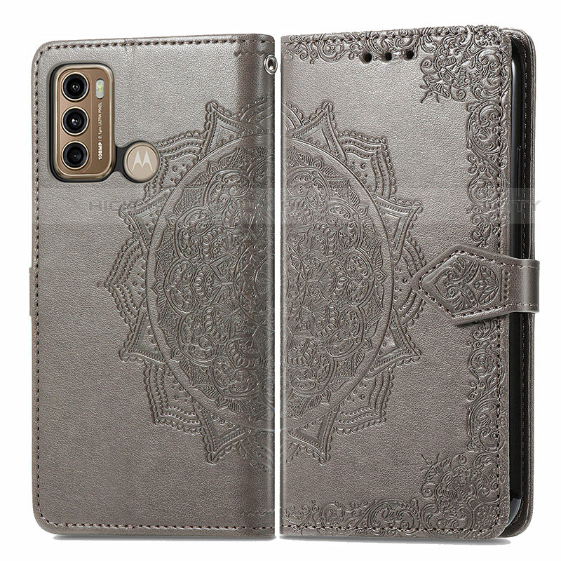 Funda de Cuero Cartera con Soporte Patron de Moda Carcasa para Motorola Moto G40 Fusion Gris