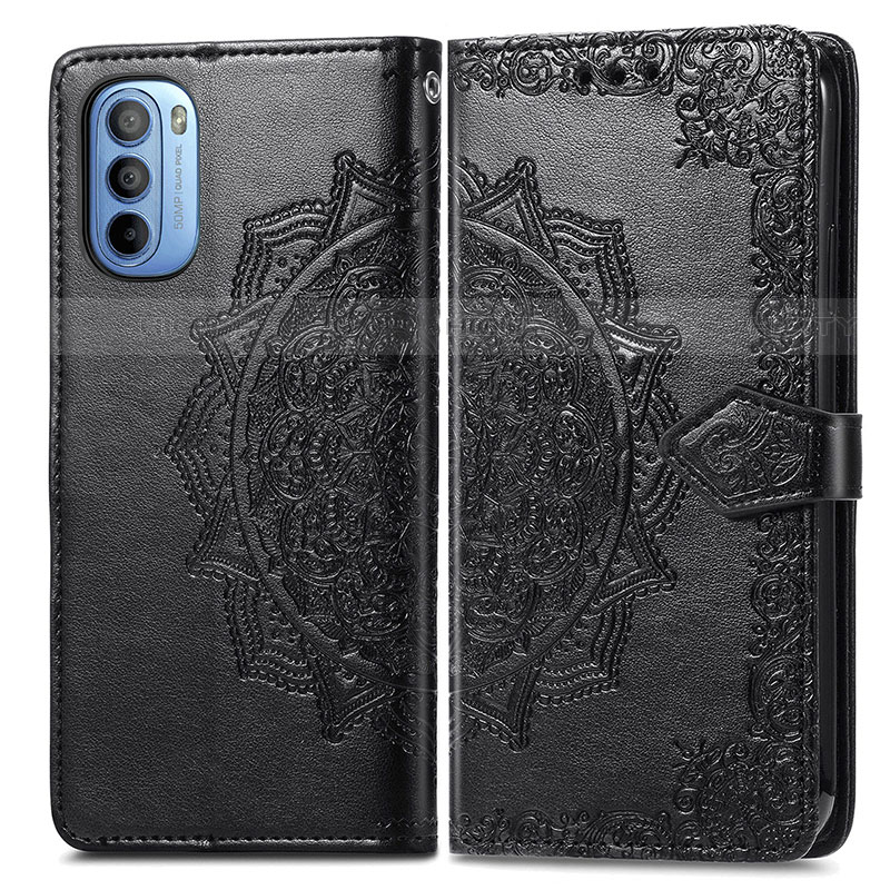 Funda de Cuero Cartera con Soporte Patron de Moda Carcasa para Motorola Moto G41 Negro