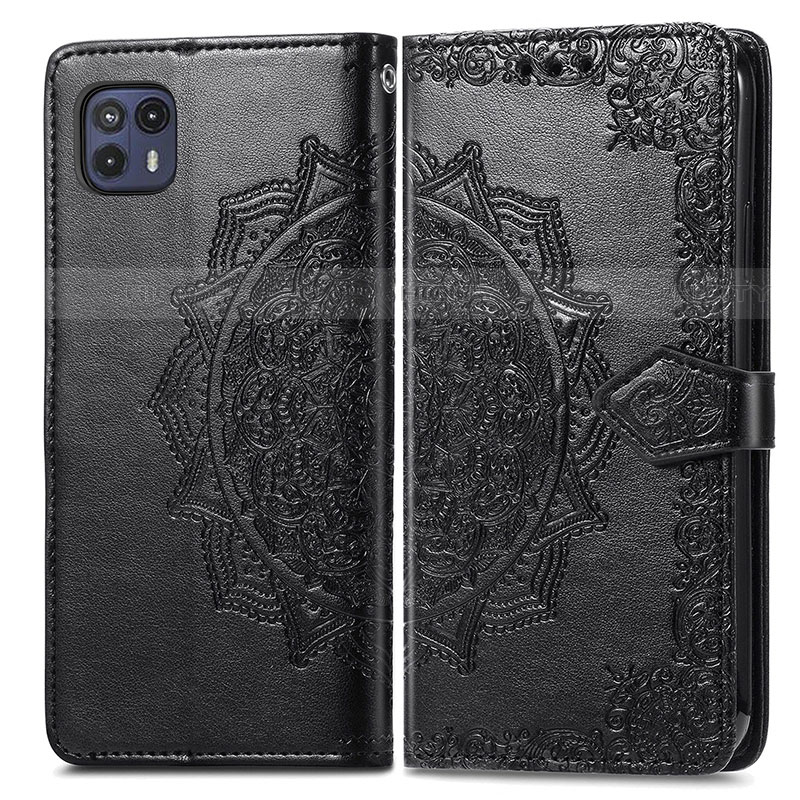 Funda de Cuero Cartera con Soporte Patron de Moda Carcasa para Motorola Moto G50 5G Negro