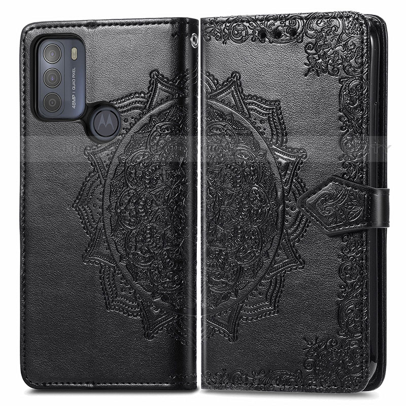 Funda de Cuero Cartera con Soporte Patron de Moda Carcasa para Motorola Moto G50 Negro