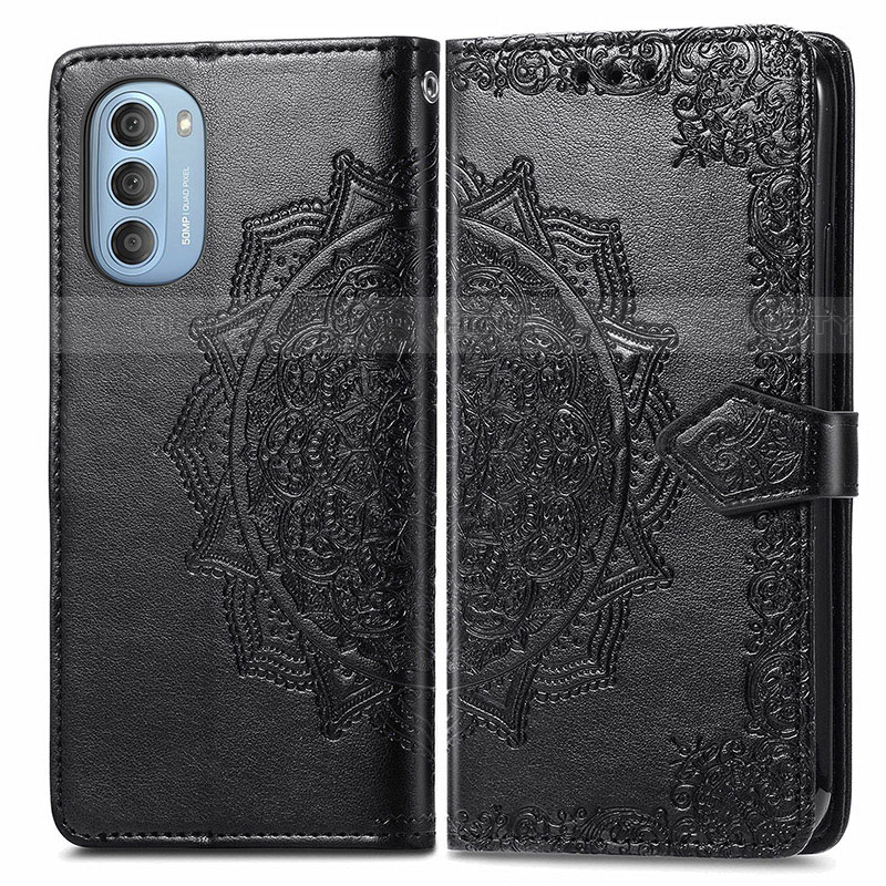 Funda de Cuero Cartera con Soporte Patron de Moda Carcasa para Motorola Moto G51 5G Negro