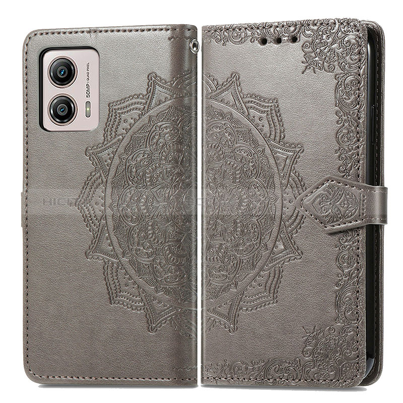 Funda de Cuero Cartera con Soporte Patron de Moda Carcasa para Motorola Moto G53j 5G Gris