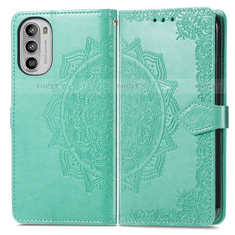 Funda de Cuero Cartera con Soporte Patron de Moda Carcasa para Motorola Moto G71s 5G Verde