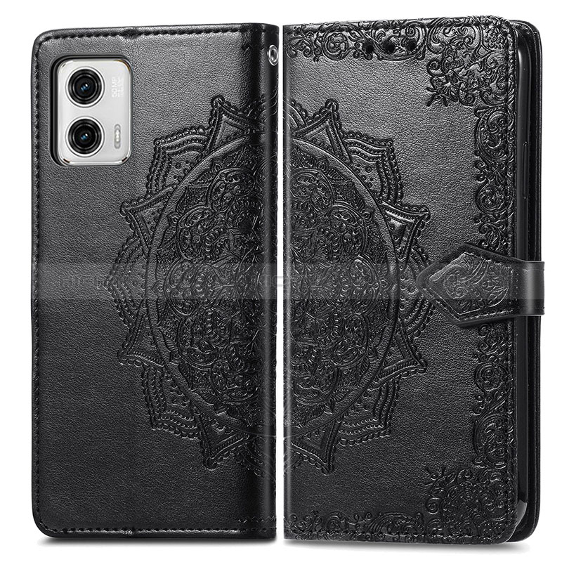 Funda de Cuero Cartera con Soporte Patron de Moda Carcasa para Motorola Moto G73 5G Negro