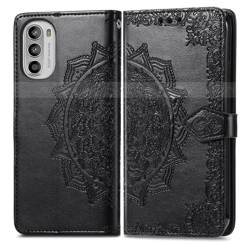 Funda de Cuero Cartera con Soporte Patron de Moda Carcasa para Motorola Moto G82 5G Negro