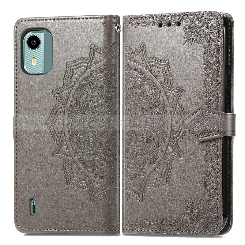 Funda de Cuero Cartera con Soporte Patron de Moda Carcasa para Nokia C12 Gris