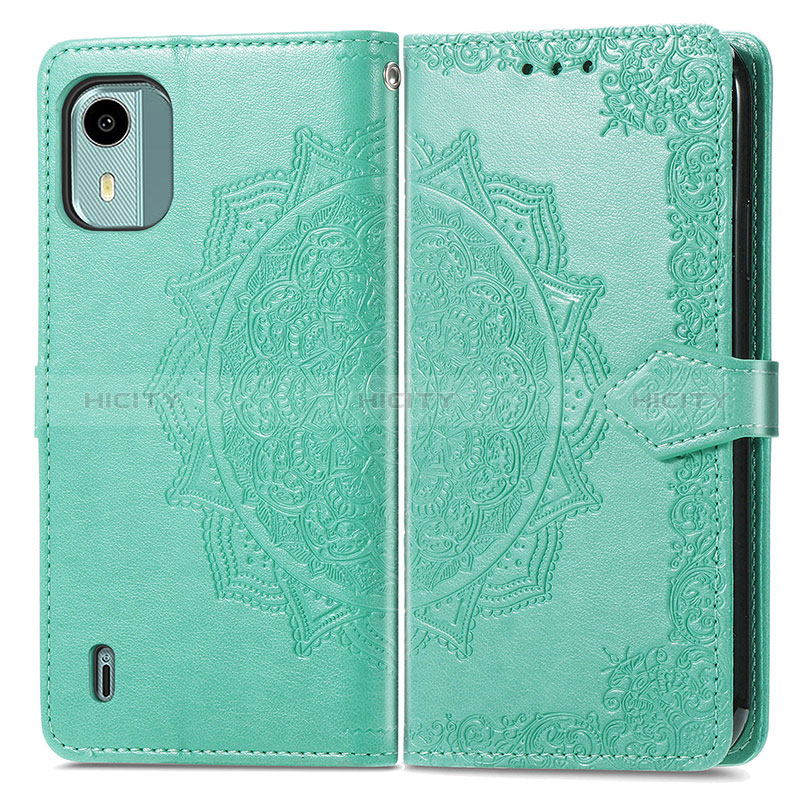 Funda de Cuero Cartera con Soporte Patron de Moda Carcasa para Nokia C12 Pro Verde