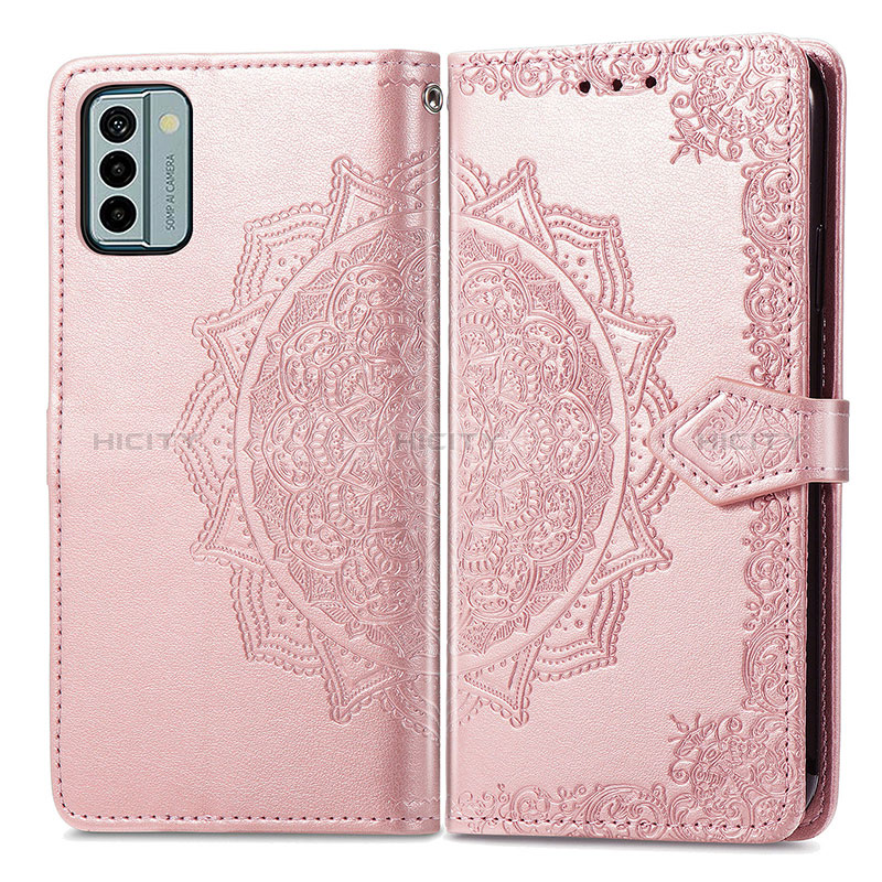 Funda de Cuero Cartera con Soporte Patron de Moda Carcasa para Nokia G22 Oro Rosa