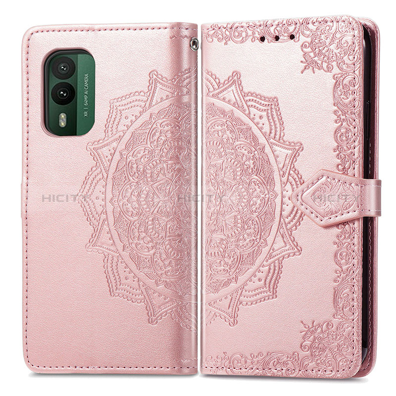 Funda de Cuero Cartera con Soporte Patron de Moda Carcasa para Nokia XR21 Oro Rosa