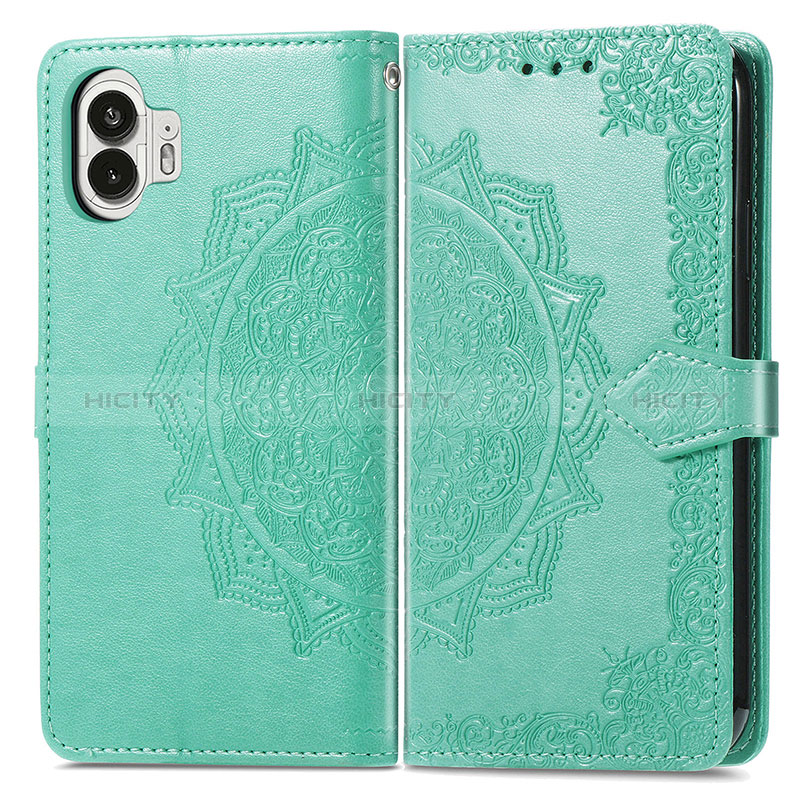 Funda de Cuero Cartera con Soporte Patron de Moda Carcasa para Nothing Phone 2 Verde