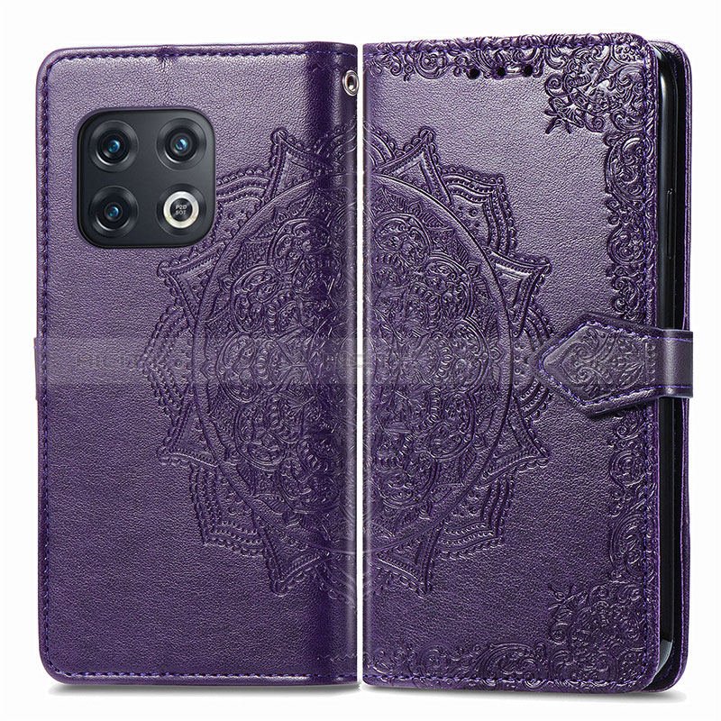 Funda de Cuero Cartera con Soporte Patron de Moda Carcasa para OnePlus 10 Pro 5G Morado