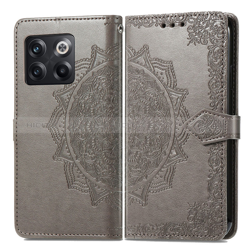 Funda de Cuero Cartera con Soporte Patron de Moda Carcasa para OnePlus 10T 5G Gris