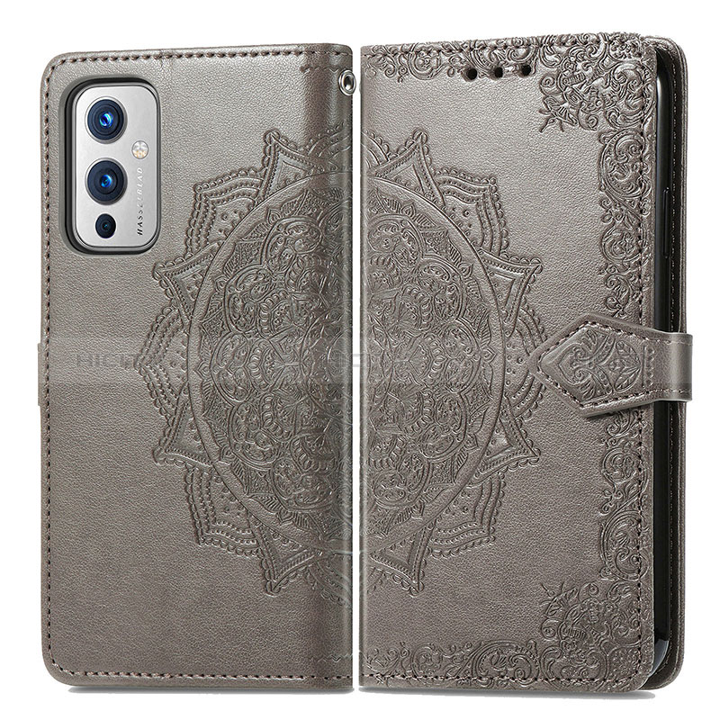 Funda de Cuero Cartera con Soporte Patron de Moda Carcasa para OnePlus 9 5G Gris