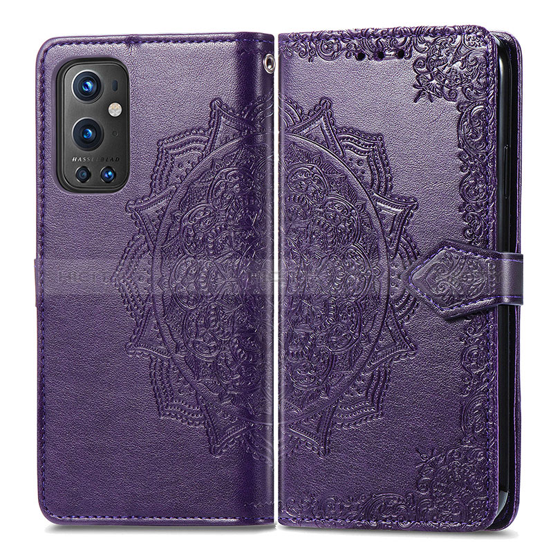 Funda de Cuero Cartera con Soporte Patron de Moda Carcasa para OnePlus 9 Pro 5G Morado