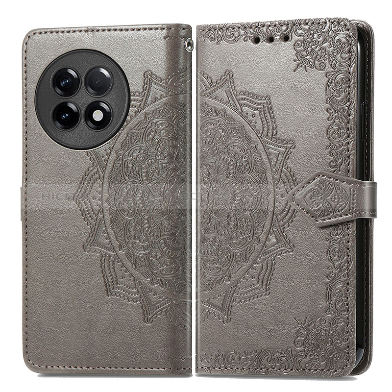 Funda de Cuero Cartera con Soporte Patron de Moda Carcasa para OnePlus Ace 2 Pro 5G Gris