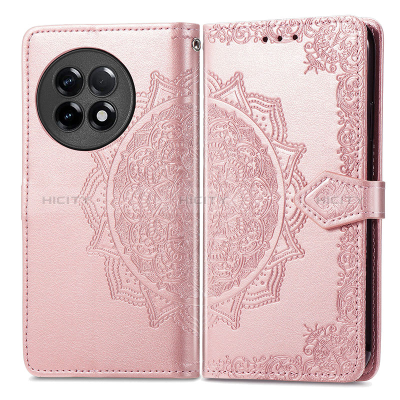 Funda de Cuero Cartera con Soporte Patron de Moda Carcasa para OnePlus Ace 2 Pro 5G Oro Rosa