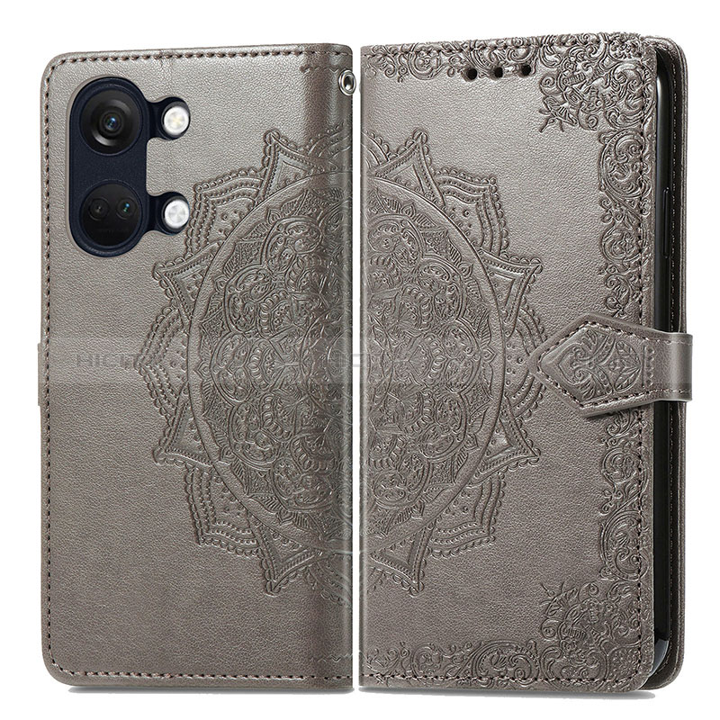 Funda de Cuero Cartera con Soporte Patron de Moda Carcasa para OnePlus Ace 2V 5G Gris