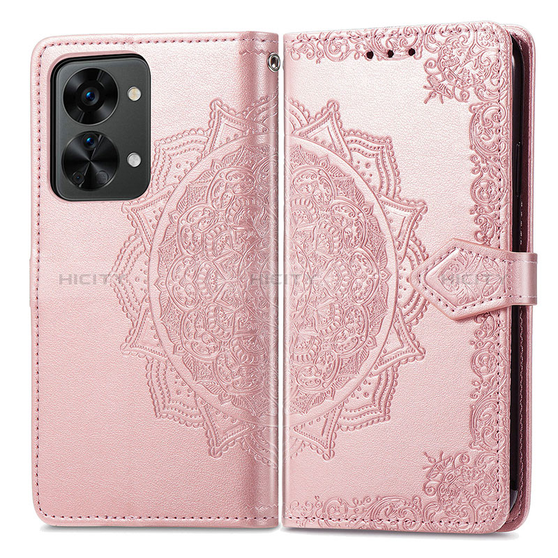 Funda de Cuero Cartera con Soporte Patron de Moda Carcasa para OnePlus Nord 2T 5G Oro Rosa