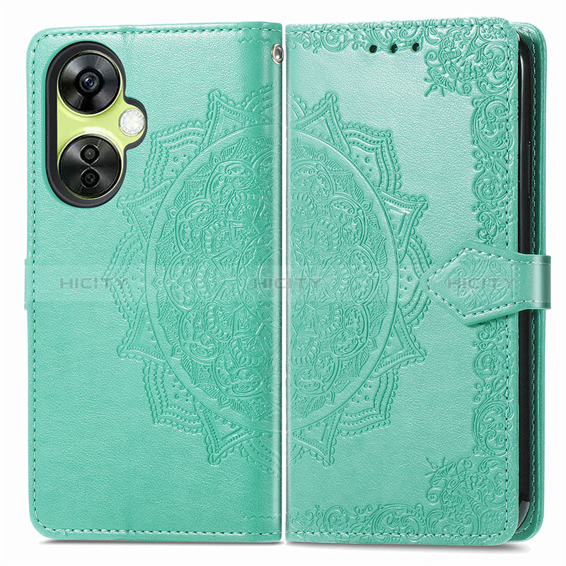 Funda de Cuero Cartera con Soporte Patron de Moda Carcasa para OnePlus Nord CE 3 5G Verde