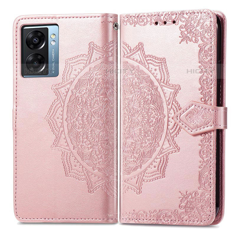 Funda de Cuero Cartera con Soporte Patron de Moda Carcasa para OnePlus Nord N300 5G Oro Rosa