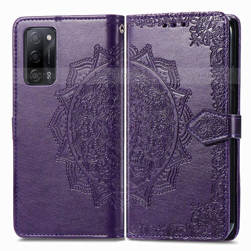 Funda de Cuero Cartera con Soporte Patron de Moda Carcasa para Oppo A53s 5G Morado