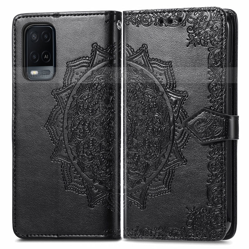 Funda de Cuero Cartera con Soporte Patron de Moda Carcasa para Oppo A54 4G Negro