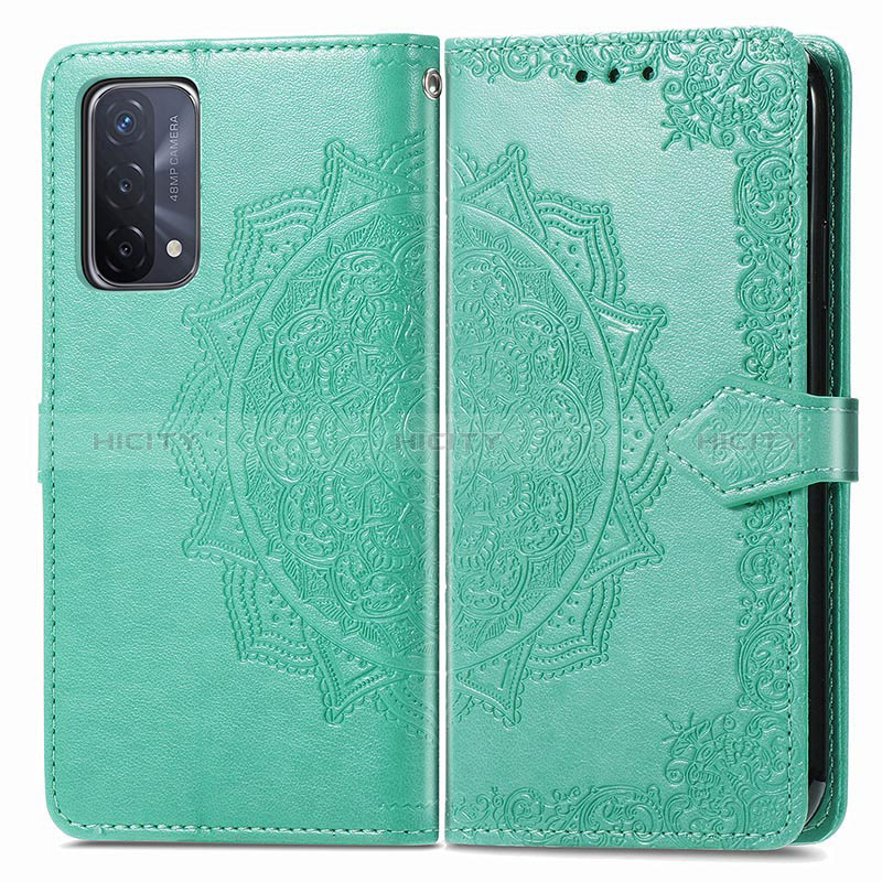 Funda de Cuero Cartera con Soporte Patron de Moda Carcasa para Oppo A54 5G Verde