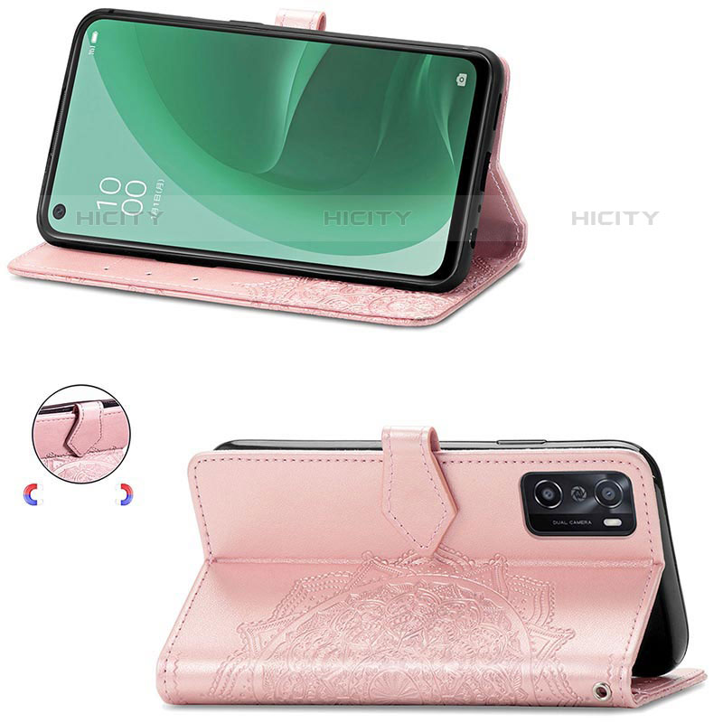 Funda de Cuero Cartera con Soporte Patron de Moda Carcasa para Oppo A55S 5G