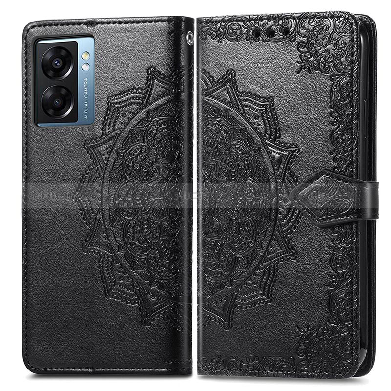 Funda de Cuero Cartera con Soporte Patron de Moda Carcasa para Oppo A57 5G Negro