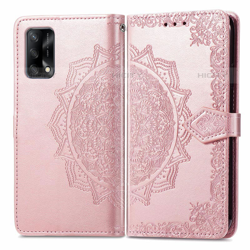 Funda de Cuero Cartera con Soporte Patron de Moda Carcasa para Oppo A74 4G Oro Rosa