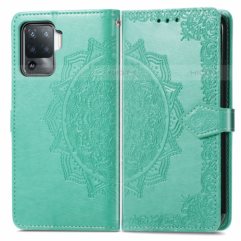 Funda de Cuero Cartera con Soporte Patron de Moda Carcasa para Oppo A94 4G Verde