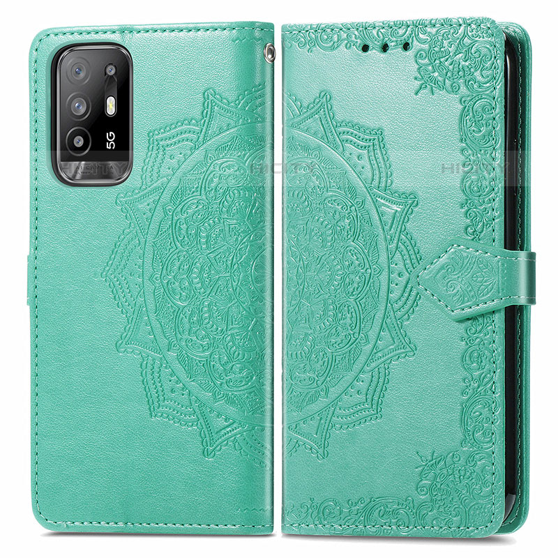 Funda de Cuero Cartera con Soporte Patron de Moda Carcasa para Oppo A94 5G Verde