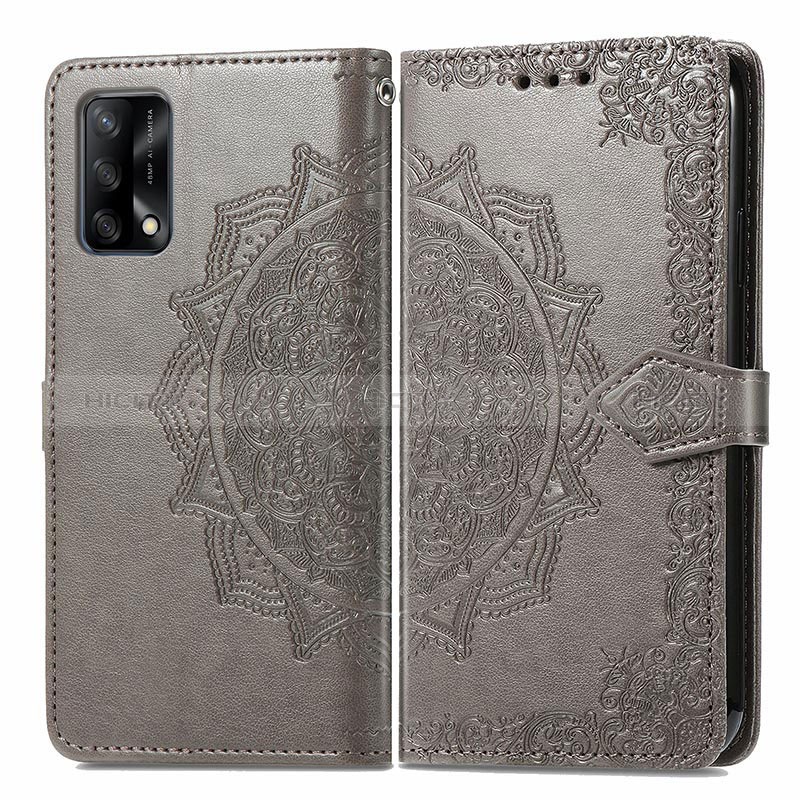 Funda de Cuero Cartera con Soporte Patron de Moda Carcasa para Oppo F19 Gris